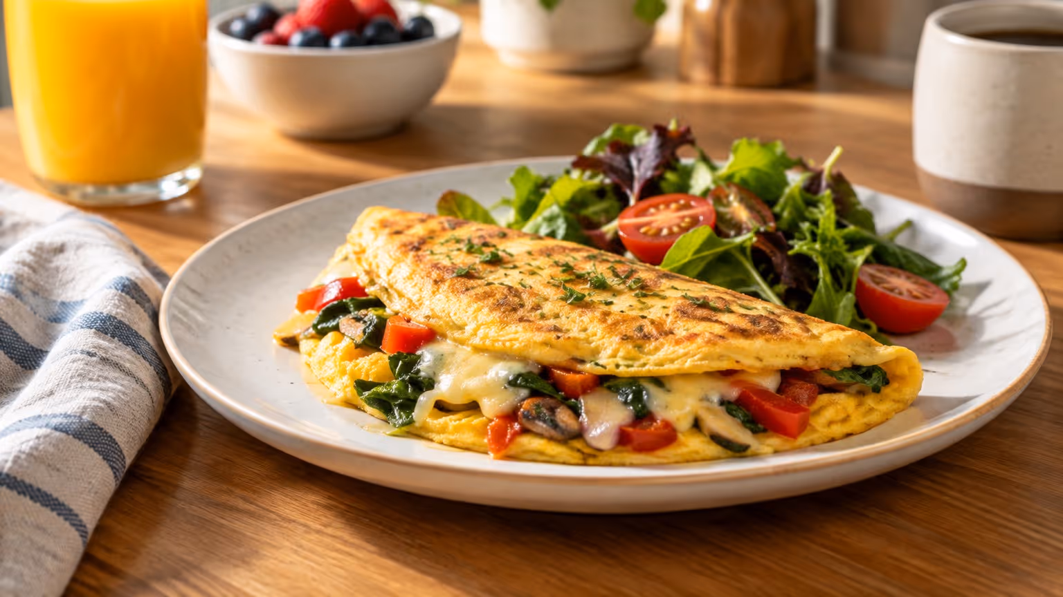 Omelete recheada que rende uma refeição completa