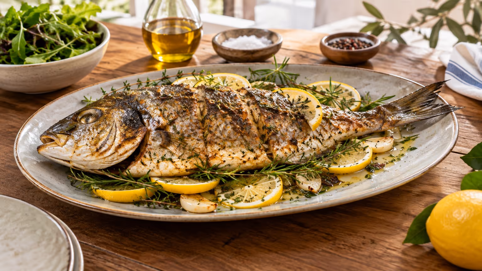 Peixe assado simples pra um jantar leve