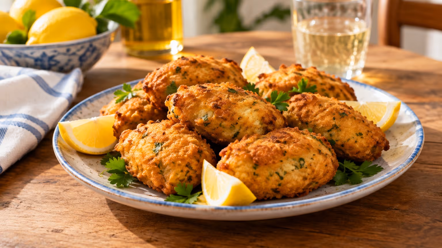 Bolinho de bacalhau crocante pra servir de entrada