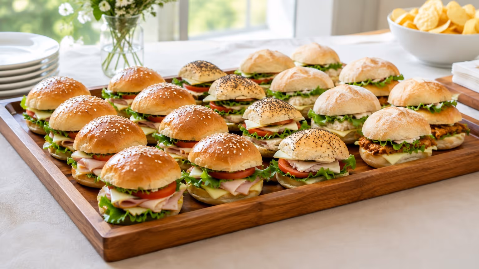 Mini sanduíches pra servir numa festa