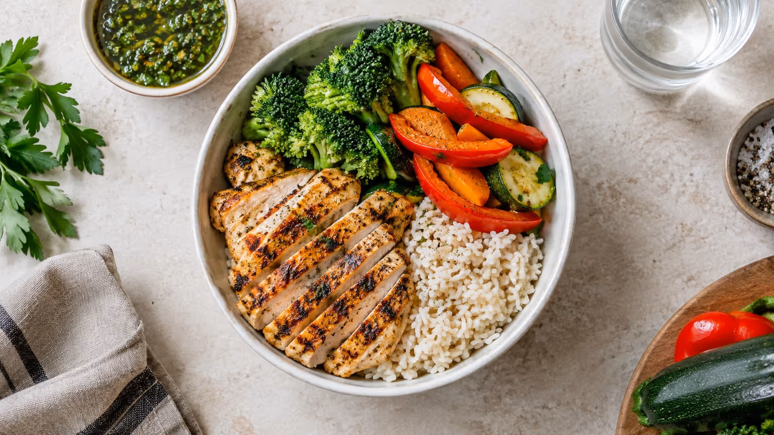Bowl de frango grelhado pro almoço da semana