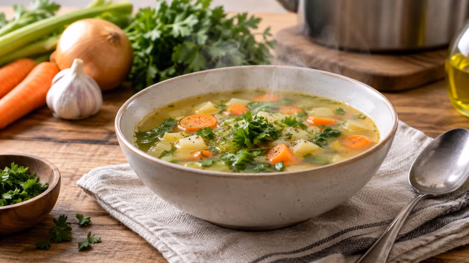 Sopa detox de legumes leve e nutritiva