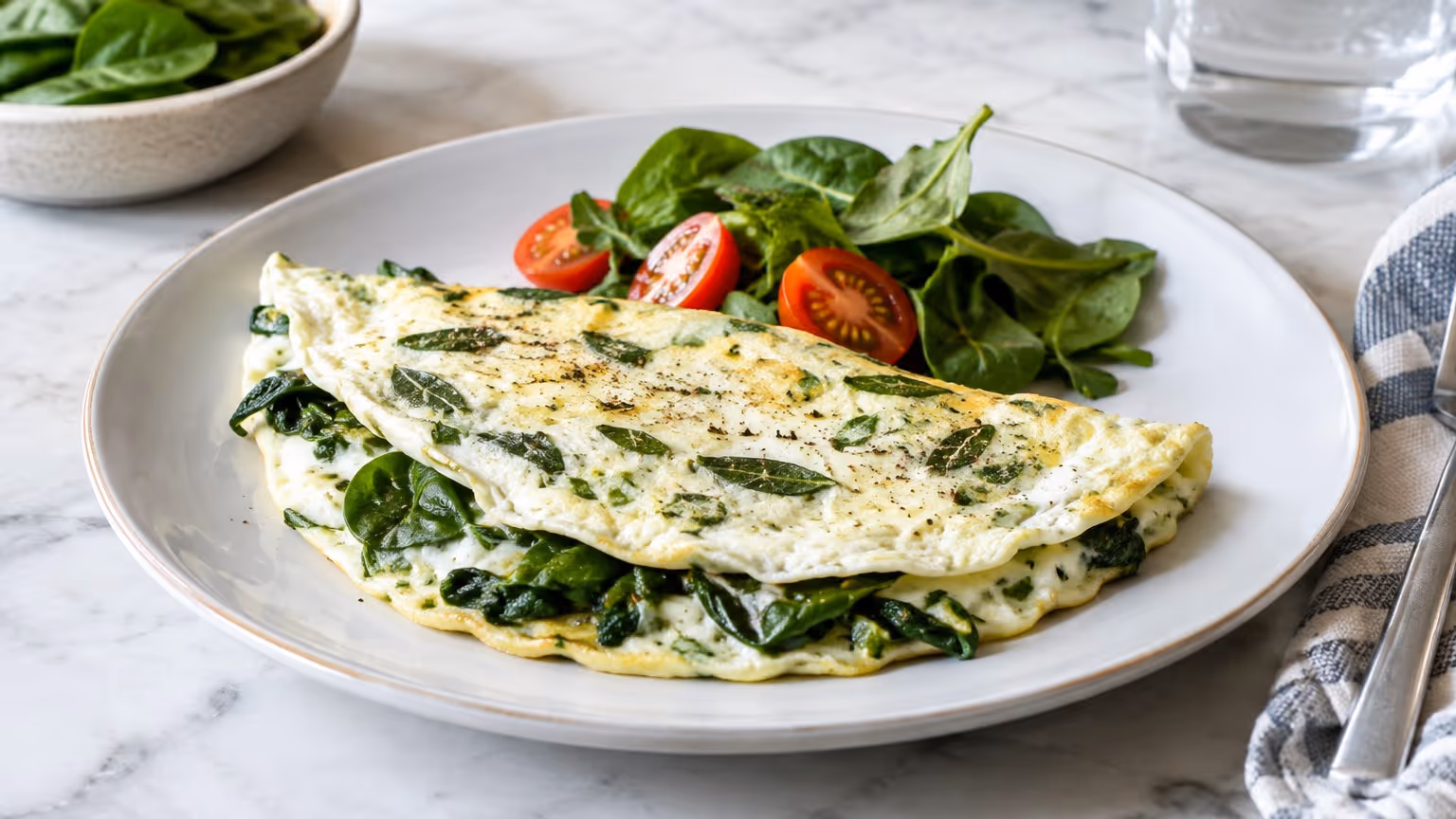Omelete de claras com espinafre pra dieta