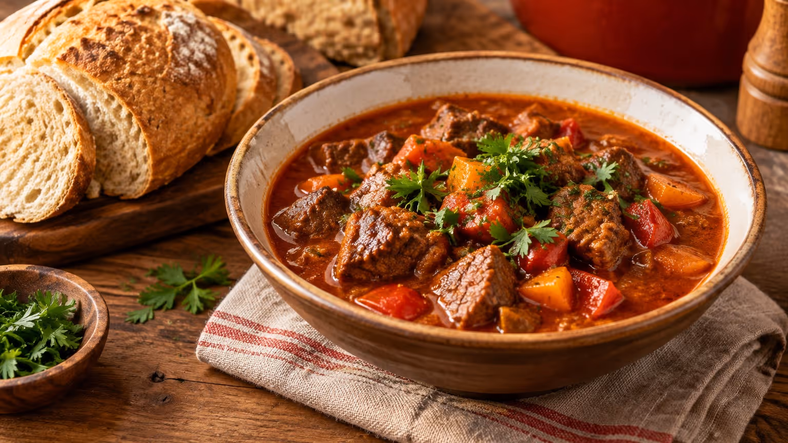 Goulash húngaro encorpado pros dias frios