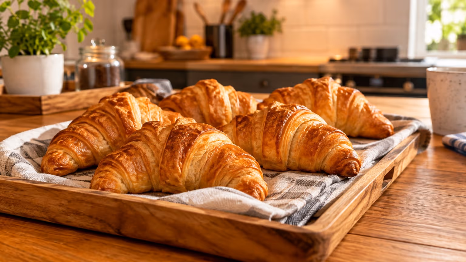 Croissant amanteigado que fica em camadas