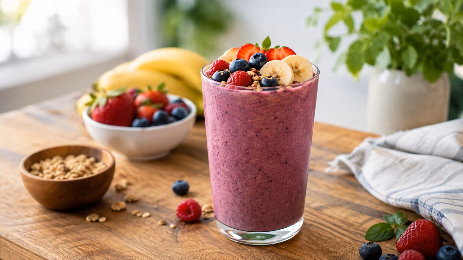Smoothie de frutas cremoso e nutritivo